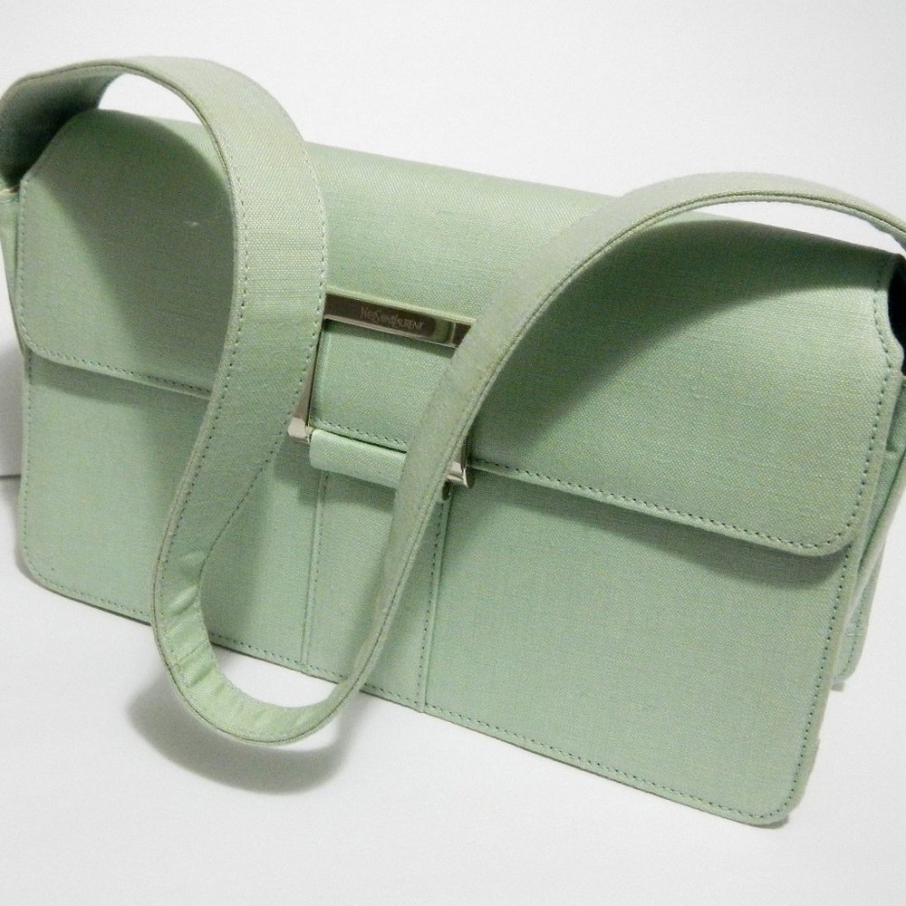 Yves Saint Laurent Vintage Linen Handbag w/Flap